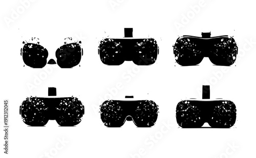 VR headset with growing ivy vines silhouette, bio-digital fusion and immersive nature technology concept, virtual reality and green tech vector icon