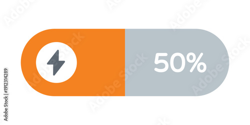 Professional "50% Efficiency" Energy Bar – Orange Mid-Range Power Status Icon for Sustainability Dashboards