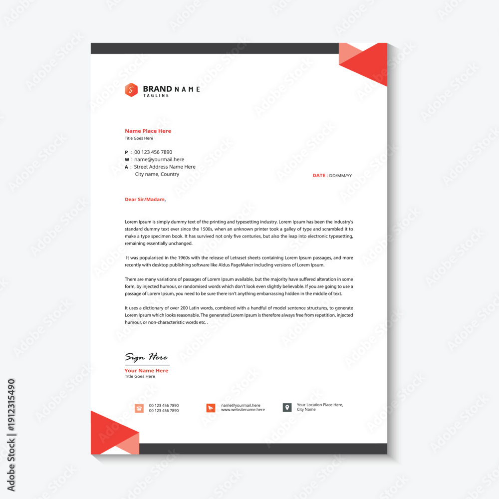 Fototapeta premium Creative letterhead template design 