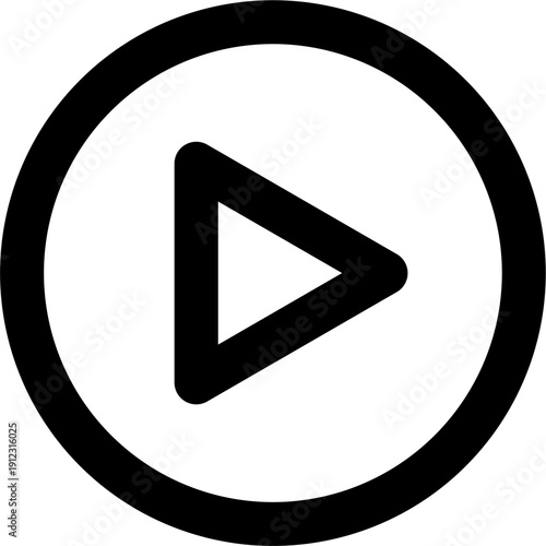 Clean and simple play button icon, a white triangle within a black circle, perfect for web and app interfaces to initiate playback.
