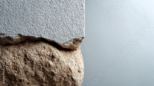 Close-up of contrasting textures in architectural stonework