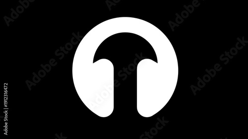 A stark, minimalist design of a white shape against a black backdrop, abstract and modern