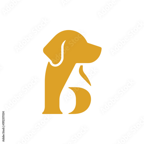 A stylized golden logo featuring a dog's head and letter F