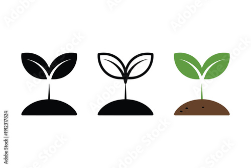 Seedling icons depicting growth, nature, and environmental sustainability.