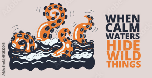 Cartoon vector illustration of octopus, symbolizing creativity, versatility, and playful problem-solving