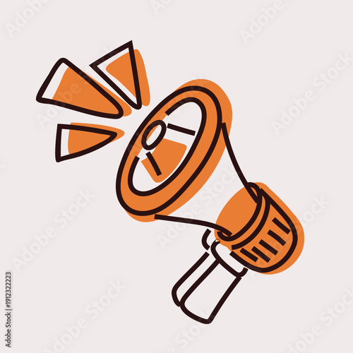 Cartoon vector illustration of megaphone, symbolizing communication, influence, and spreading ideas