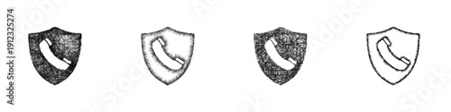 Sketch call security icon design set