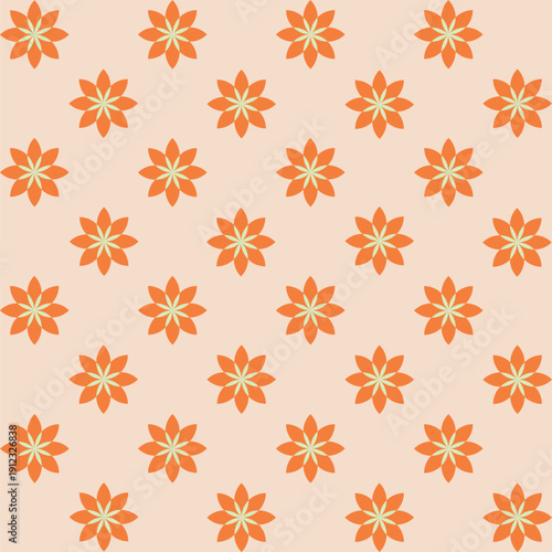 Orange flowers with pale green centres on a cream background