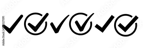 Check mark icon set, tick mark sign, approved, correct, tested, verified, like, check mark icon vector 