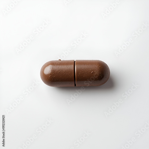 Isolated chocolate pill on a white background