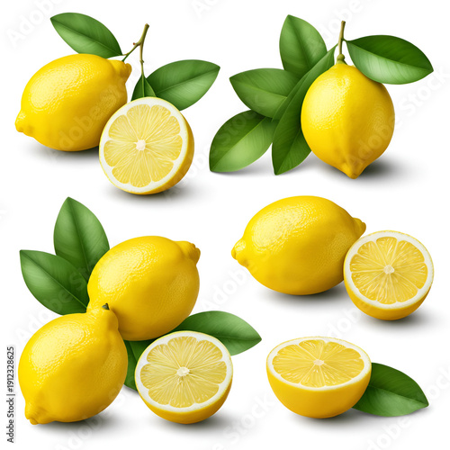 Lemon, isolated, PNG set