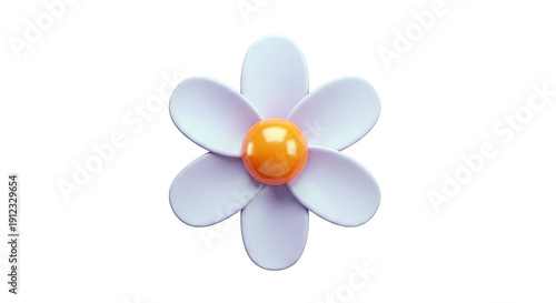 3D Render of a Simple Purple Daisy with Orange Center