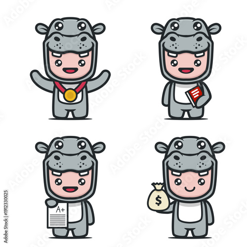Cute kids wearing cute hippo costumes.