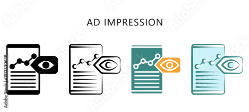 Ad Impression Multi Style Icon. Mini Illustration For Modern Concept, Ui, Ux Web And App Development. Related To Seo And Online Marketing.