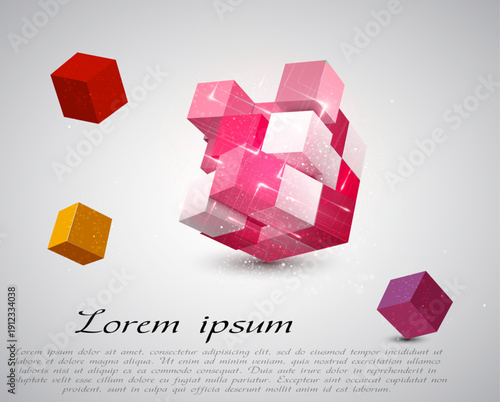 Abstract 3D Geometric Cubes Background