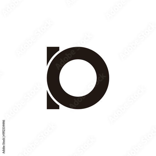 Letter b, p and o circle, outline geometric symbol simple logo vector
