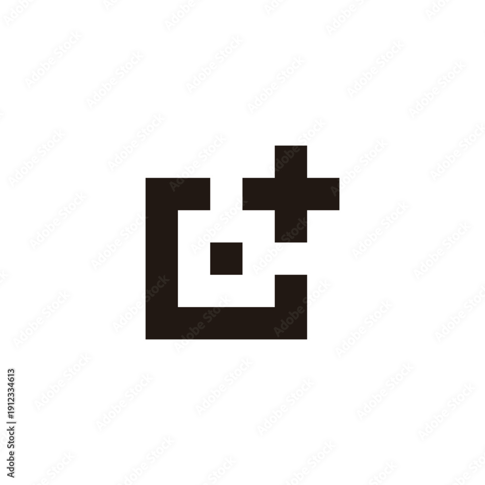 Fototapeta premium Letter G plus, squares geometric symbol simple logo vector