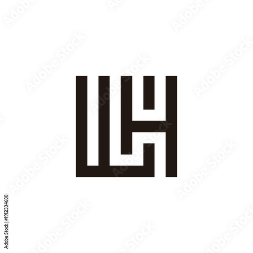 Letter W and H square, combination geometric symbol simple logo vector