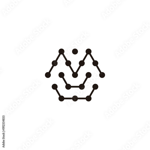Letter U and M hexagon, molecules geometric symbol simple logo vector