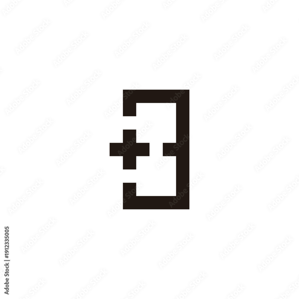 Obraz premium Number 3 plus, square geometric symbol simple logo vector