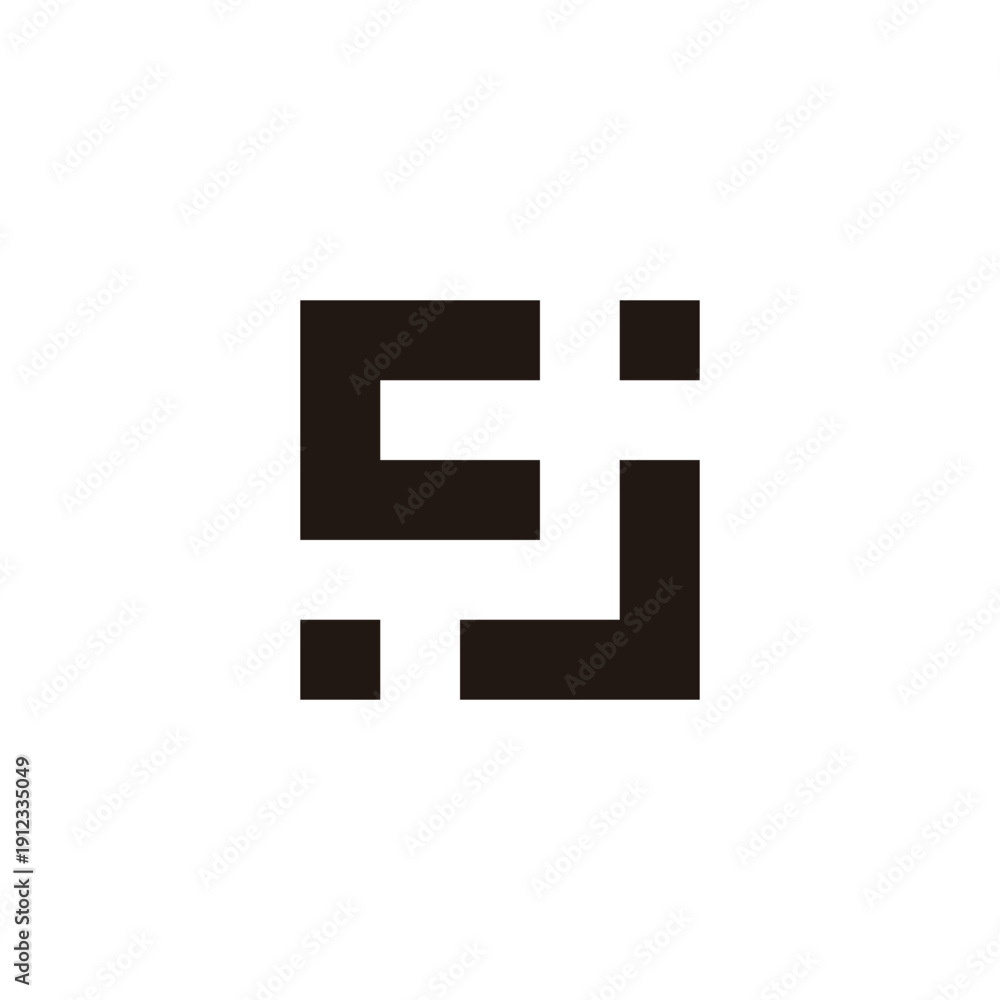 Obraz premium Letter c and j square geometric symbol simple logo vector