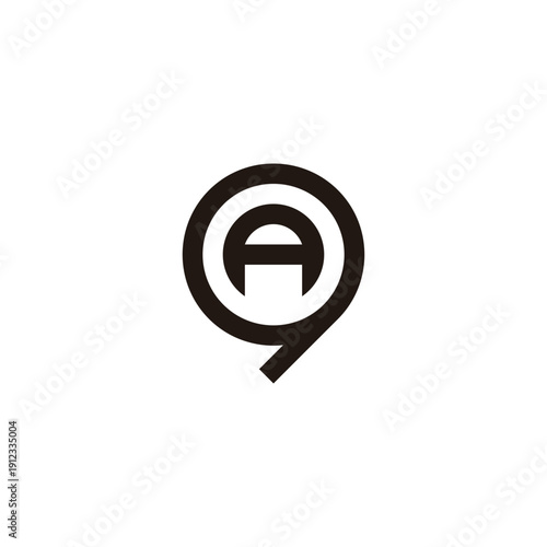 Letter A in 9, circle geometric symbol simple logo vector