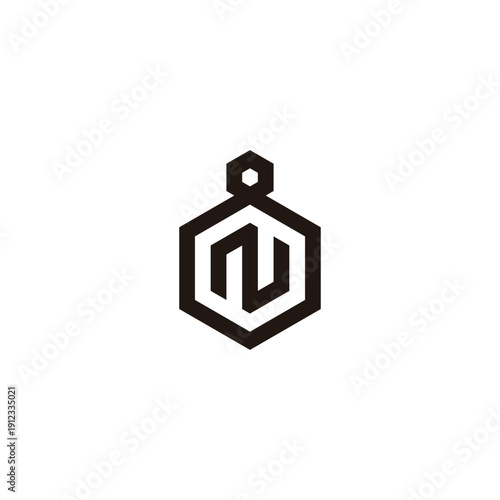 Letter N in 8, hexagon geometric symbol simple logo vector