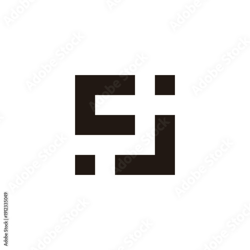 Letter c and j square geometric symbol simple logo vector