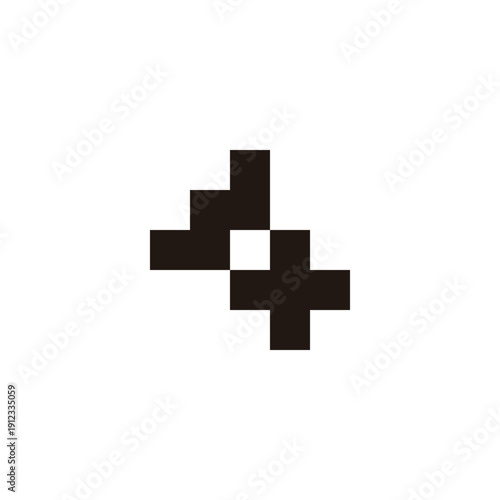 Letter W plus, square outline geometric symbol simple logo vector