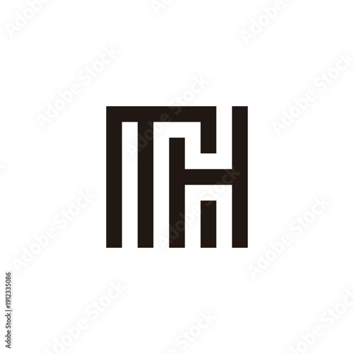 Letter M and H square, combination geometric symbol simple logo vector
