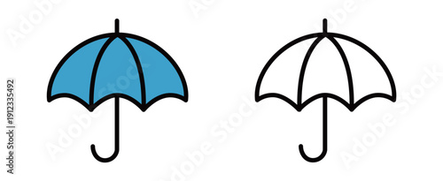 フラットデザイン | 天気予報や防災案内に使えるレイングッズのシンボル | 6月の季節素材