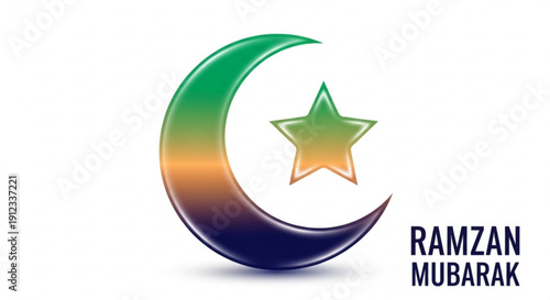 Ramzan mubarak islamic crescent moon and star symbol