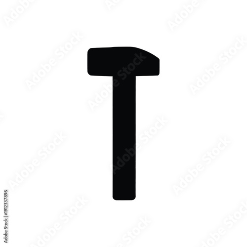 Black silhouette of a hammer on white background