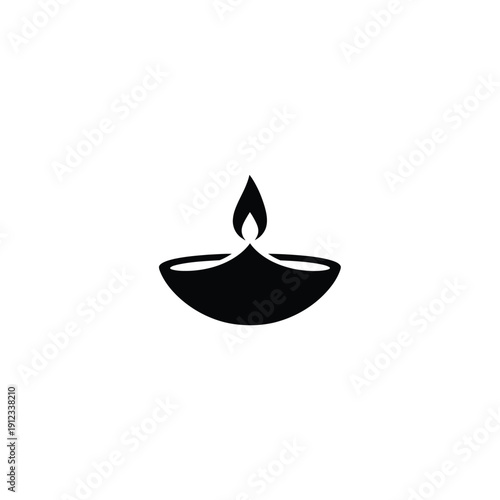 Diwali lamp oil icon with flame