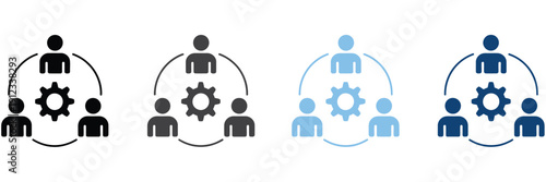 Management icon sheet multiple style collection, business and office workflow symbols, leadership and team management icons