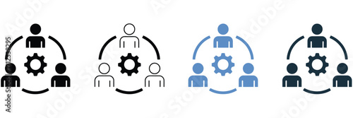 Multiple style management icon collection, leadership and business management icons, team coordination and project planning symbols