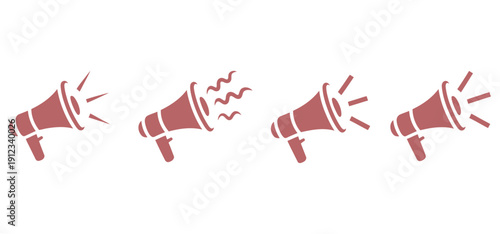 Megaphone icon set, marketing and advertising concept icons, promotion, announcement, and public address symbols, editable vector