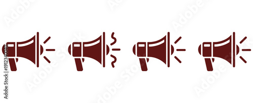 megaphone icon set, megaphone icon collection, advertising and marketing concept, promotion and announcement symbols, editable vector