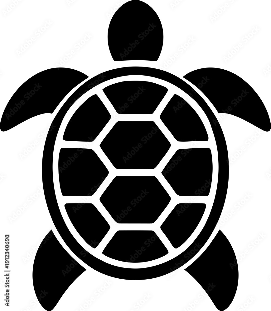 Obraz premium Sea Turtle Top View Silhouette Vector Icon
