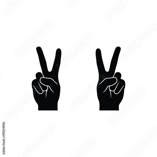 Two hands showing peace sign victory gesture for celebration and success or greeting