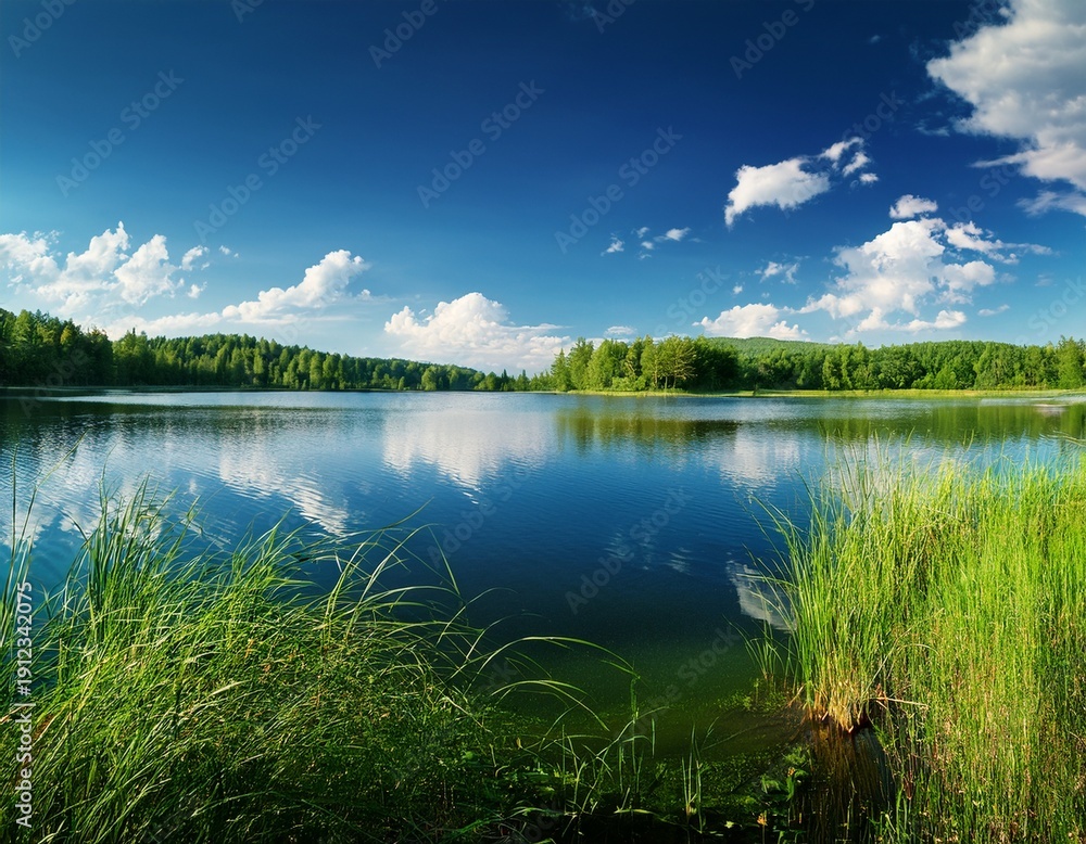 Obraz premium summer day over the lake
