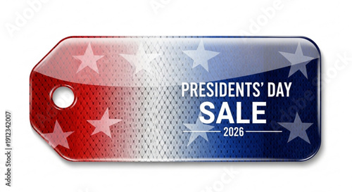 Presidents' day sale tag with american flag design and stars