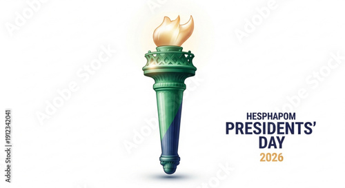 Illustration of a torch with flame symbolizing leadership and presidents' day celebration 2026