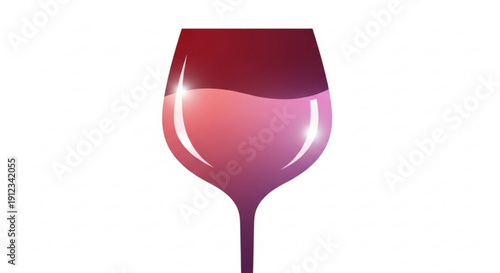 Glass of pink wine illustration with gradient effect on white background