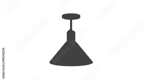 Vector illustration of simple pendant light fixture icon, silhouette of a hanging ceiling lamp for interior lighting design element on a transparent background