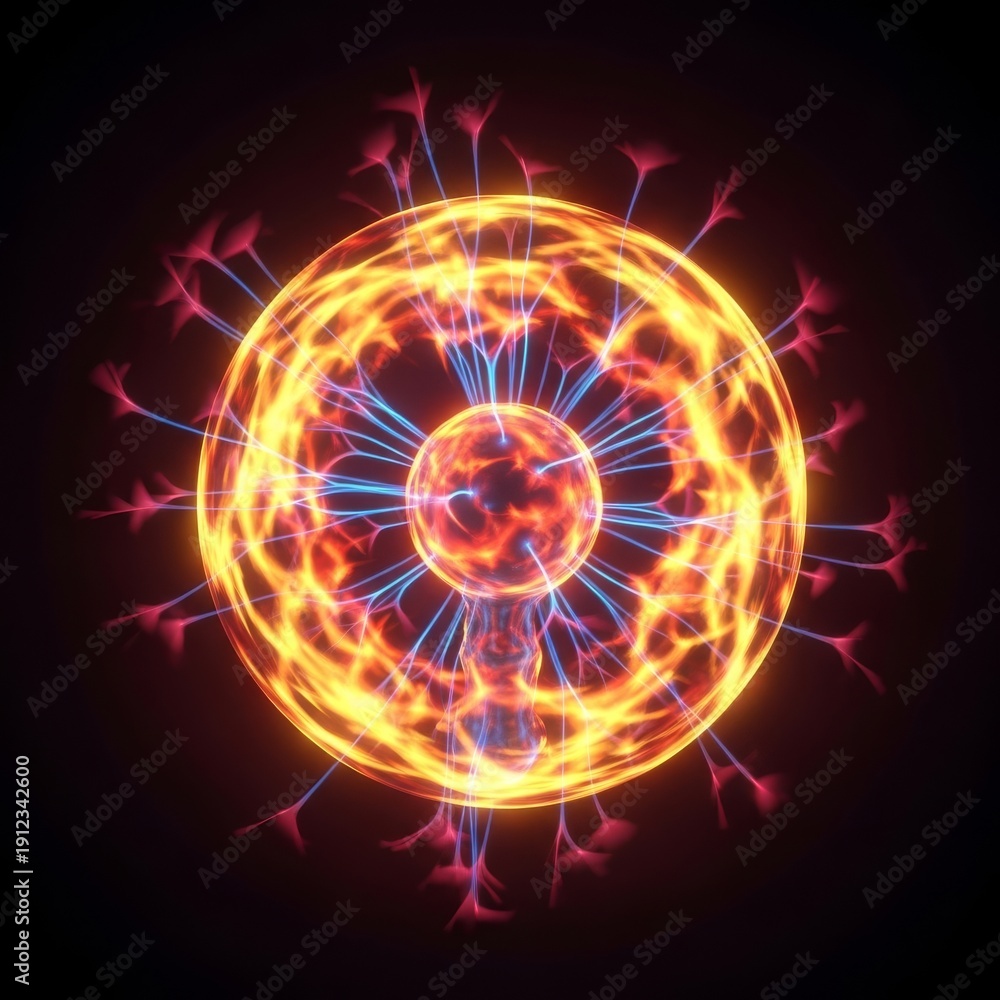 Fototapeta premium Abstract visualization of extreme thermal energy reaching critical fusion temperatures, dangerous, volatile, and scientifically critical, bright, warning, meltdown
