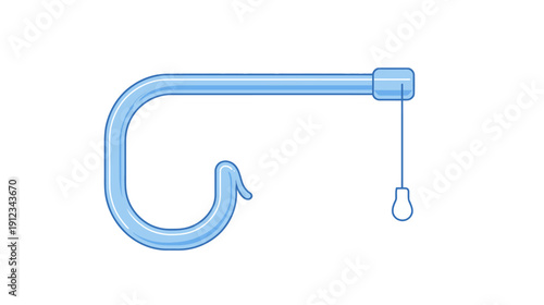 A stylized illustration depicting a blue, curved, and stylized object on a white background