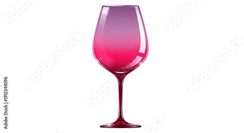 Ombre wine glass with pink to purple gradient empty and isolated