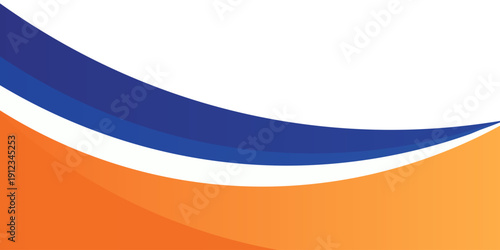 Abstract blue and orange business banner background with dynamic waves composition. Flat vector illustration