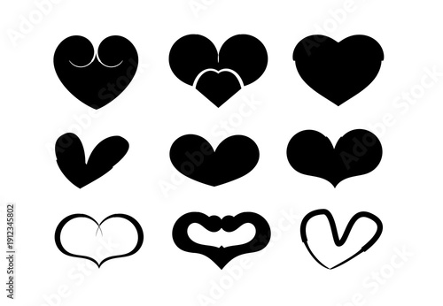 Romantic Love Heart Shape Icon Collection Isolated Cute Symbol Pack